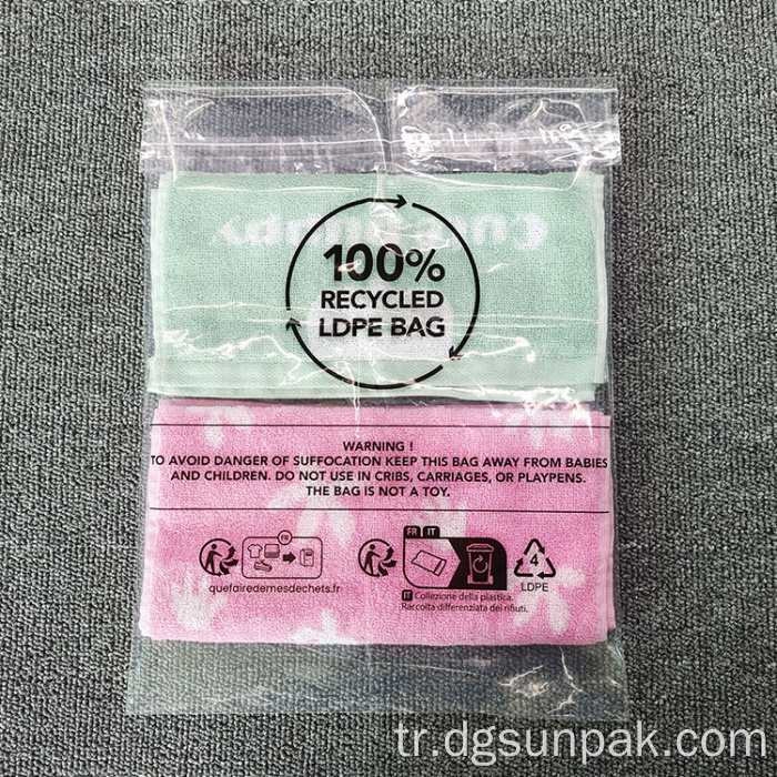 Sızdırmazlık ambalajı Global Standart Geri Dönüşümlü Polietilen Torbalar